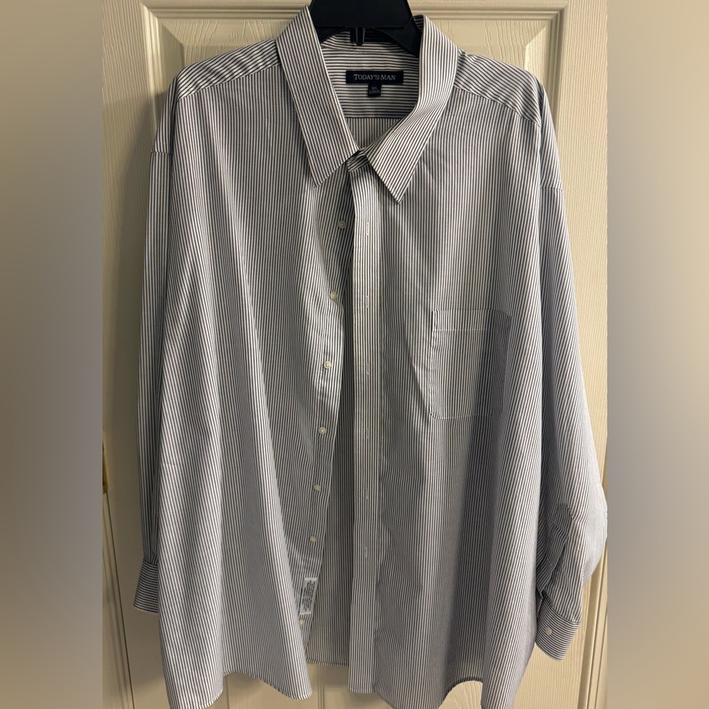 Today’s Man Long sleeve pinstripe black Size 20 34/35 Shirt Lightweight Vintage